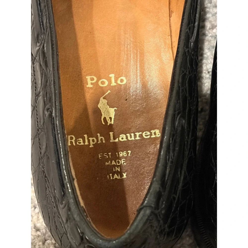 Polo Ralph Lauren Vintage Alligator Embossed Leather Loafers Made in Italy 11B